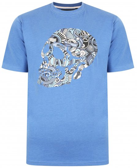 Kam Jeans 5376 Music Skull Print Tee Blue - Magliette - Magliette Uomo Taglie Forti