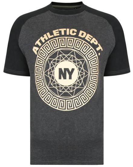 Kam Jeans 5378 NY Raglan Tee Charcoal - Magliette - Magliette Uomo Taglie Forti