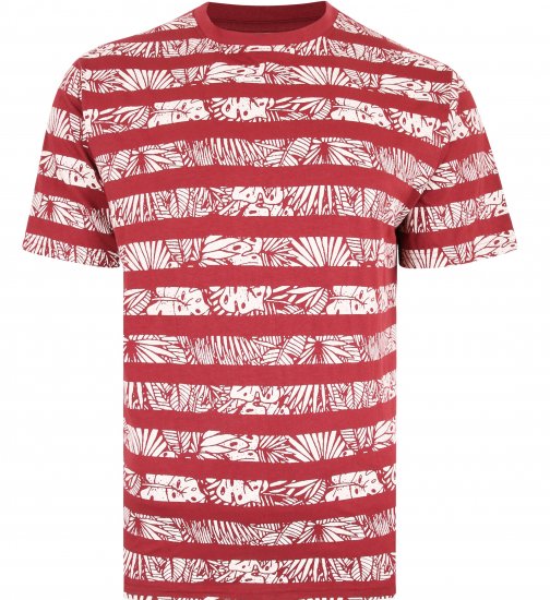 Kam Jeans 5380 Stripe Floral T-shirt Burgundy - Magliette - Magliette Uomo Taglie Forti