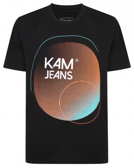 Kam Jeans 5383 Kam Logo Printed Tee Black - Magliette - Magliette Uomo Taglie Forti