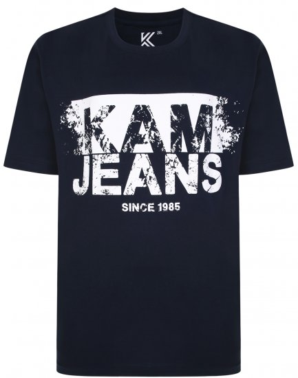 Kam Jeans 5384 Kam Logo Printed Tee Navy - Magliette - Magliette Uomo Taglie Forti