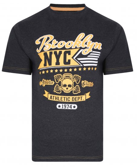 Kam Jeans 5389 Brooklyn NYC T-Shirt Charcoal - Magliette - Magliette Uomo Taglie Forti