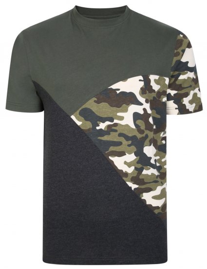 Kam Jeans 5394 Cut & Saw Camo Panel T-Shirt Khaki - Magliette - Magliette Uomo Taglie Forti