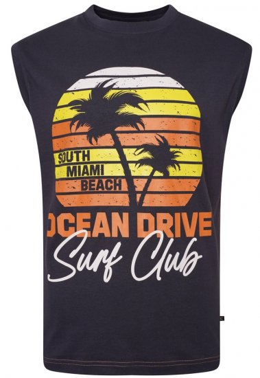 Kam Jeans 5398 Miami Beach Sleeveless Tee Indigo - Magliette - Magliette Uomo Taglie Forti