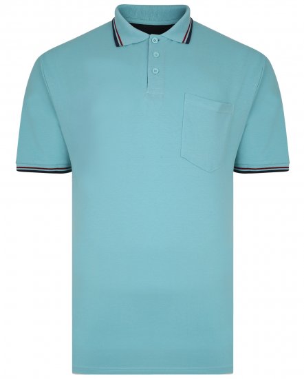 Kam Jeans 5400B Tipped Polo with Pocket Aqua - Polo - Polo Uomo Taglie Forti