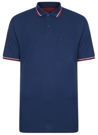 Kam Jeans 5400B Tipped Polo with Pocket Insignia Blue - Polo - Polo Uomo Taglie Forti