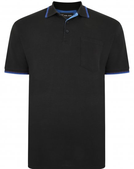Kam Jeans 5400C Tipped Polo with Pocket Black - Polo - Polo Uomo Taglie Forti