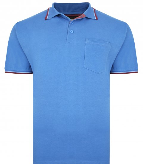 Kam Jeans 5400C Tipped Polo with Pocket Blue - Polo - Polo Uomo Taglie Forti