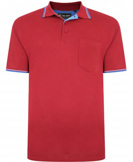 Kam Jeans 5400C Tipped Polo with Pocket Burgundy - Polo - Polo Uomo Taglie Forti