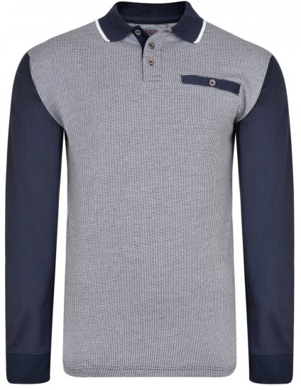 Kam Jeans 5425 Long Sleeve Polo Navy - Polo - Polo Uomo Taglie Forti