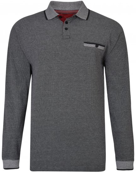 Kam Jeans 5429 Long Sleeve Polo Black - Polo - Polo Uomo Taglie Forti