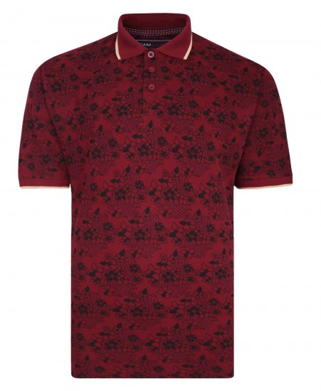 Kam Jeans Floral Print Polo Wine - Polo - Polo Uomo Taglie Forti