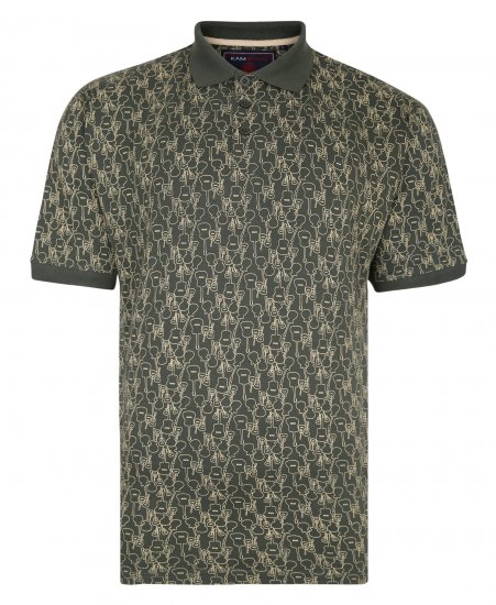 Kam Jeans Guitar Print Polo Olive - Polo - Polo Uomo Taglie Forti