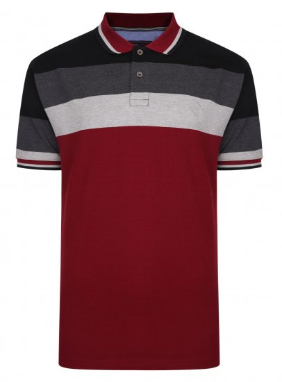 Kam Jeans Contrast Stripe Polo Grey - Polo - Polo Uomo Taglie Forti