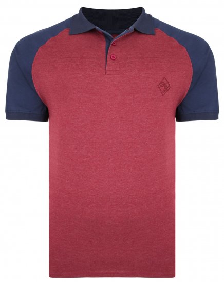 Kam Jeans 5446 Raglan Marl Jersey Polo Burgundy - Polo - Polo Uomo Taglie Forti