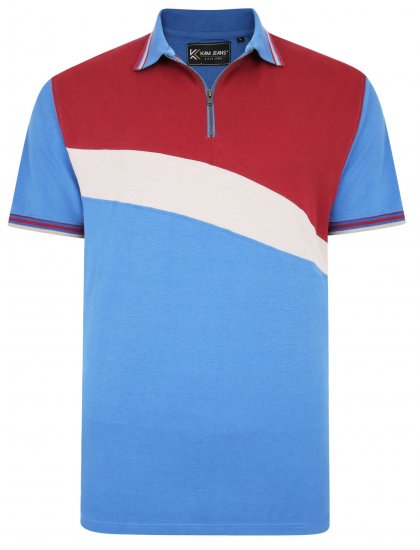 Kam Jeans 5448 Cut & Saw Polo with 1/4 Zip Blue - Polo - Polo Uomo Taglie Forti