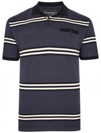 Kam Jeans 5452 Yarn Dye Srtipe Polo Charcoal - Polo - Polo Uomo Taglie Forti