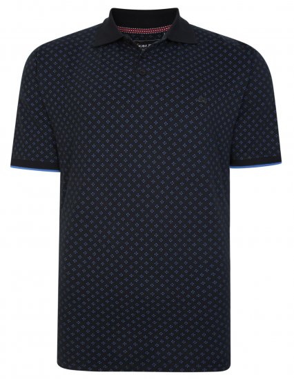 Kam Jeans 5455 Dobby Print Polo Black - Polo - Polo Uomo Taglie Forti