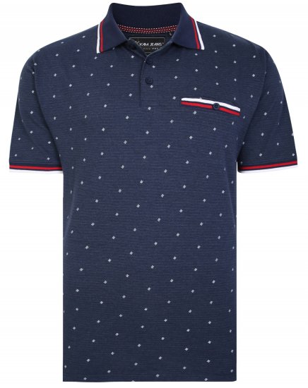 Kam Jeans 5456 Drop Needle Jersey Polo with Dobby Print - Polo - Polo Uomo Taglie Forti