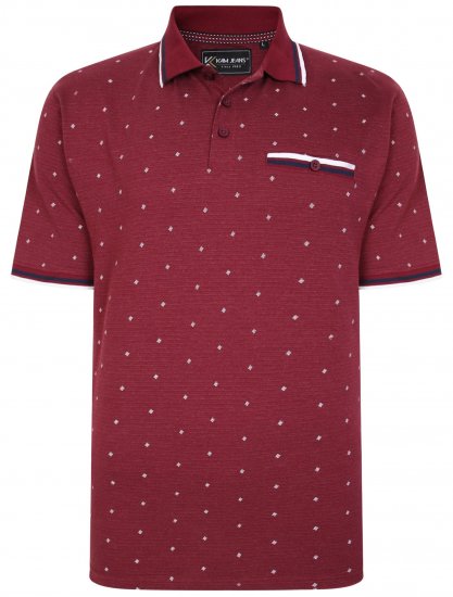 Kam Jeans 5456 Drop Needle Jersey Polo with Dobby Print Burgundy - Polo - Polo Uomo Taglie Forti