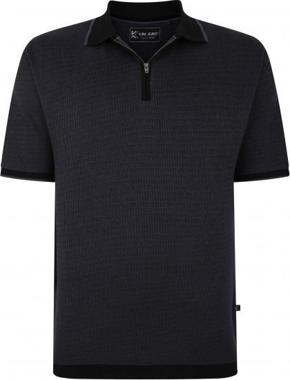 Kam Jeans 5492 Jersey Weave Pattern 1/4 Zip Polo Black - Polo - Polo Uomo Taglie Forti