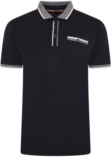 Kam Jeans 5499 Jersey Polo with Jacquard Collar/Cuffs Navy - Polo - Polo Uomo Taglie Forti