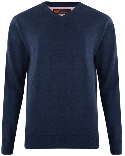 Kam Jeans V-neck Knitted Sweater Navy - Felpe & felpe con cappuccio - Felpe & Felpe con Cappuccio Uomo Taglie Forti