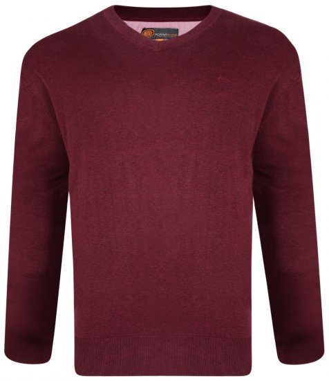 Kam Jeans V-neck Knitted Sweater Burgundy - Felpe & felpe con cappuccio - Felpe & Felpe con Cappuccio Uomo Taglie Forti