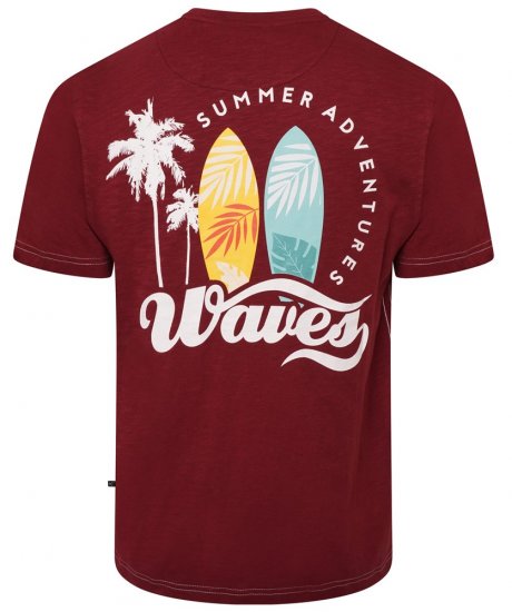 Kam Jeans 5709 Summer Adventure Print Tee Burgundy - Magliette - Magliette Uomo Taglie Forti