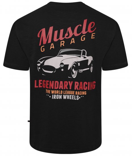 Kam Jeans 5710 Legendary Racing Slub Tee With Back Print Black - Magliette - Magliette Uomo Taglie Forti