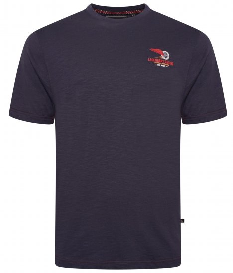 Kam Jeans 5710 Legendary Racing Slub Tee With Back Print Navy - Magliette - Magliette Uomo Taglie Forti