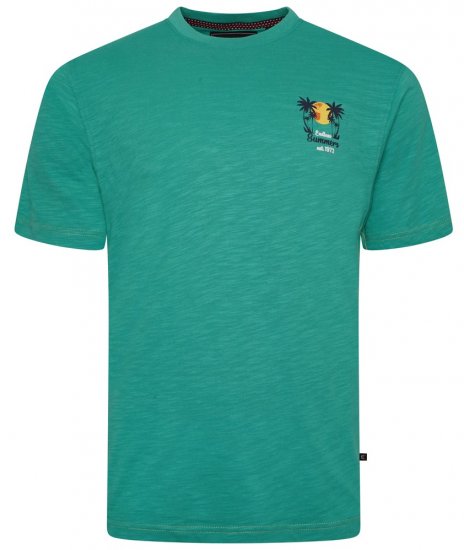 Kam Jeans 5711 Endless Summers Slub Tee With Back Print Emerald - Magliette - Magliette Uomo Taglie Forti