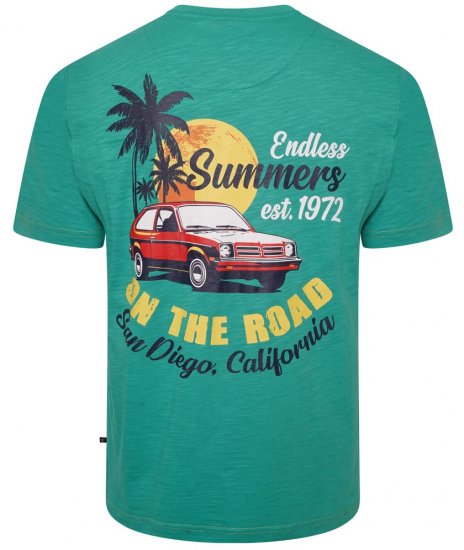 Kam Jeans 5711 Endless Summers Slub Tee With Back Print Emerald - Magliette - Magliette Uomo Taglie Forti