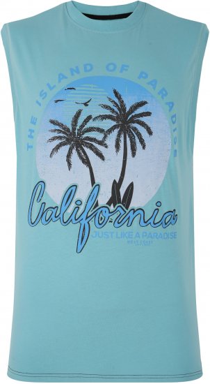 Kam Jeans 5727 California Paradise Sleeveless T-Shirt Light Blue - Magliette - Magliette Uomo Taglie Forti