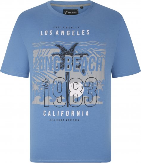 Kam Jeans 5729 Long Beach Print T-Shirt Blue Marl - Magliette - Magliette Uomo Taglie Forti