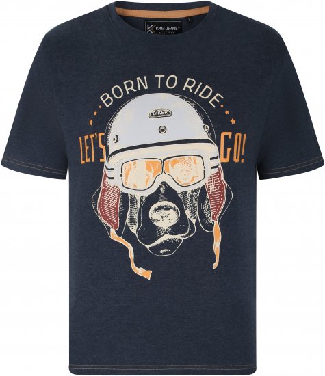 Kam Jeans 5731 Born To Ride Print T-Shirt INDIGO MARL - Magliette - Magliette Uomo Taglie Forti