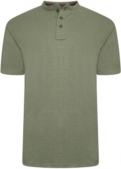 Kam Jeans 5744 Textured Jersey Grandad Top Khaki - Polo - Polo Uomo Taglie Forti