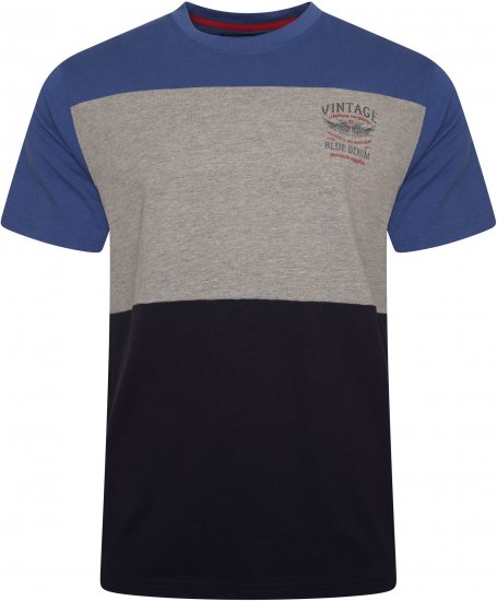 Kam Jeans 5746 Cut & Sew T-Shirt with Print Blue - Magliette - Magliette Uomo Taglie Forti