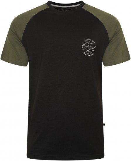 Kam Jeans 5747 Raglan T-Shirt with Print Black - Magliette - Magliette Uomo Taglie Forti