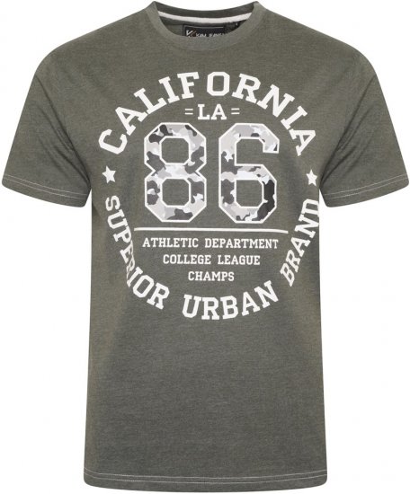 Kam Jeans 5748 California Camo 86 Print T-Shirt Khaki Marl - Magliette - Magliette Uomo Taglie Forti