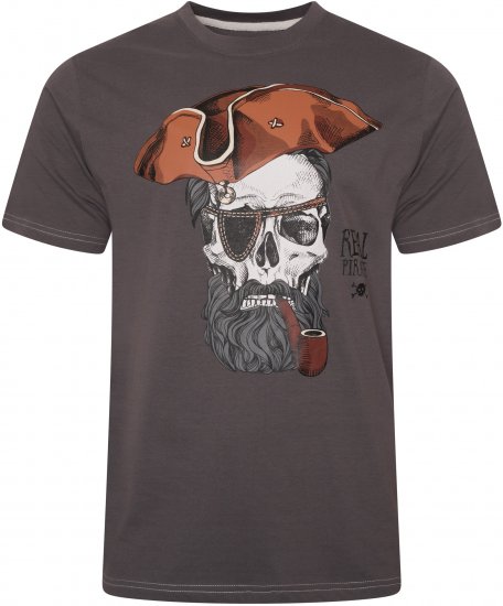 Kam Jeans 5752 Real Pirates Print T-Shirt Charcoal - Magliette - Magliette Uomo Taglie Forti