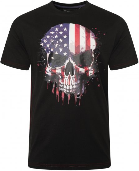 Kam Jeans 5756 USA Ghost Skull Print T-Shirt Black - Magliette - Magliette Uomo Taglie Forti