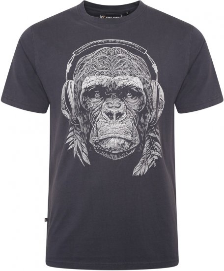 Kam Jeans 5759 Stencil Gorilla Print T-Shirt Indigo - Magliette - Magliette Uomo Taglie Forti