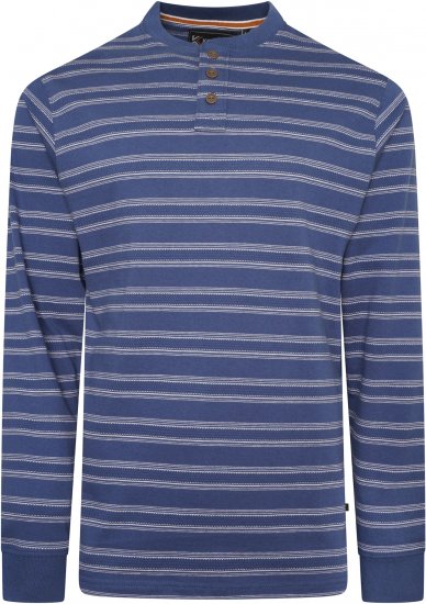 Kam jeans 5761 Embossed Waffle Stripe Long Sleeve Henley Shirt Indigo - Polo - Polo Uomo Taglie Forti