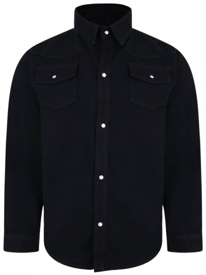 Kam Jeans 602 Denim shirt Black - Camicie - Camicie Taglie Forti Uomo