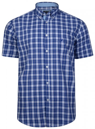 Kam Jeans 6155 Short Sleeve Check Shirt Blue - Camicie - Camicie Taglie Forti Uomo