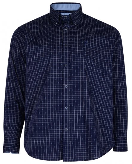 Kam Jeans 6158 Long Sleeve Dobby Embroidery Shirt Navy - Camicie - Camicie Taglie Forti Uomo