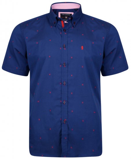 Kam Jeans 6160 Short Sleeve Dobby Print Shirt Twilight Blue - Camicie - Camicie Taglie Forti Uomo