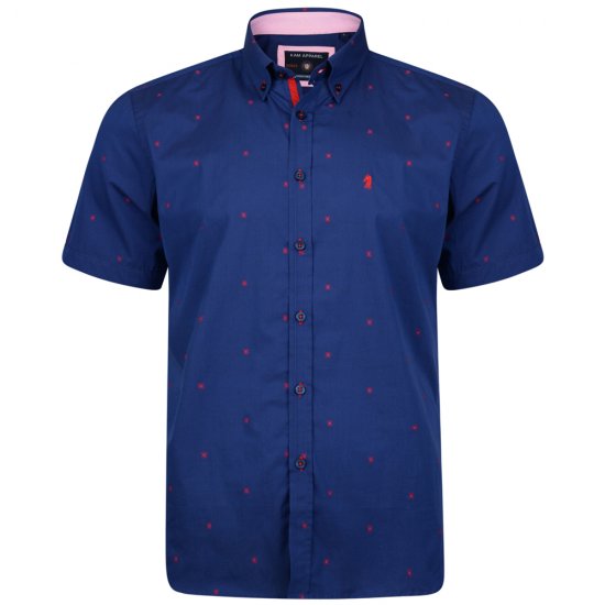 Kam Jeans 6160 Short Sleeve Dobby Print Shirt Twilight Blue - Camicie - Camicie Taglie Forti Uomo