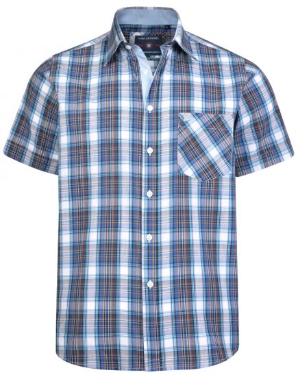 Kam Jeans 6163 Short Sleeve Shirt Blue - Camicie - Camicie Taglie Forti Uomo